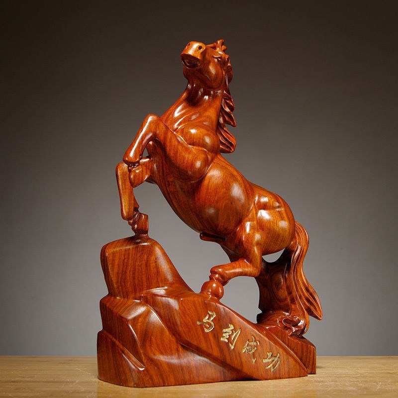 花梨木雕马摆件实木马雕刻工艺品红木马摆件木马摆件家居开业礼品 - 图1