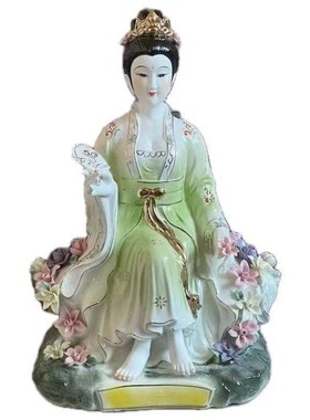 陶瓷七仙像家庭祭拜七公主少女阿姨桃花莲花仙佛雕像装饰品