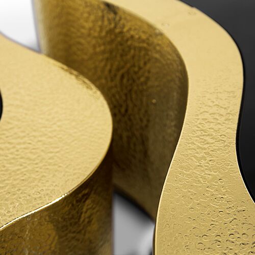 boca do lobo金属奢华设计感异形波浪纹茶几组合金色高端家具定制 - 图1