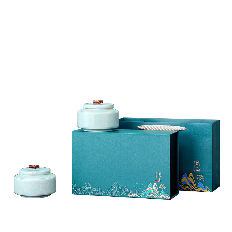 新款高档国潮风半斤茶叶包装盒瓷罐礼盒红茶绿茶龙井茶碧螺春空盒,淘宝优惠券,粉丝福利购,淘宝优惠卷