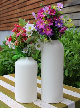 陶瓷直筒加大号花瓶白色水养富贵竹水培家用客厅插花装饰摆件