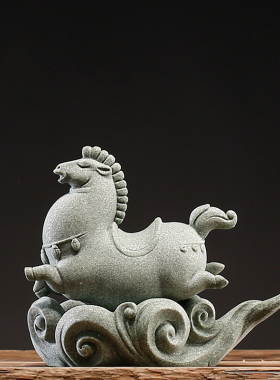 创意青砂石十二生肖马精品茶宠摆件国潮风家居客厅桌面鱼缸装饰品