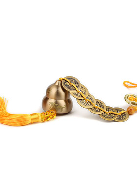 铜铃铛铜葫芦铜风铃六帝钱挂件门饰五黄二黑风铃