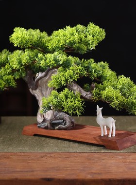 仿真迎客松组合盆景小摆件