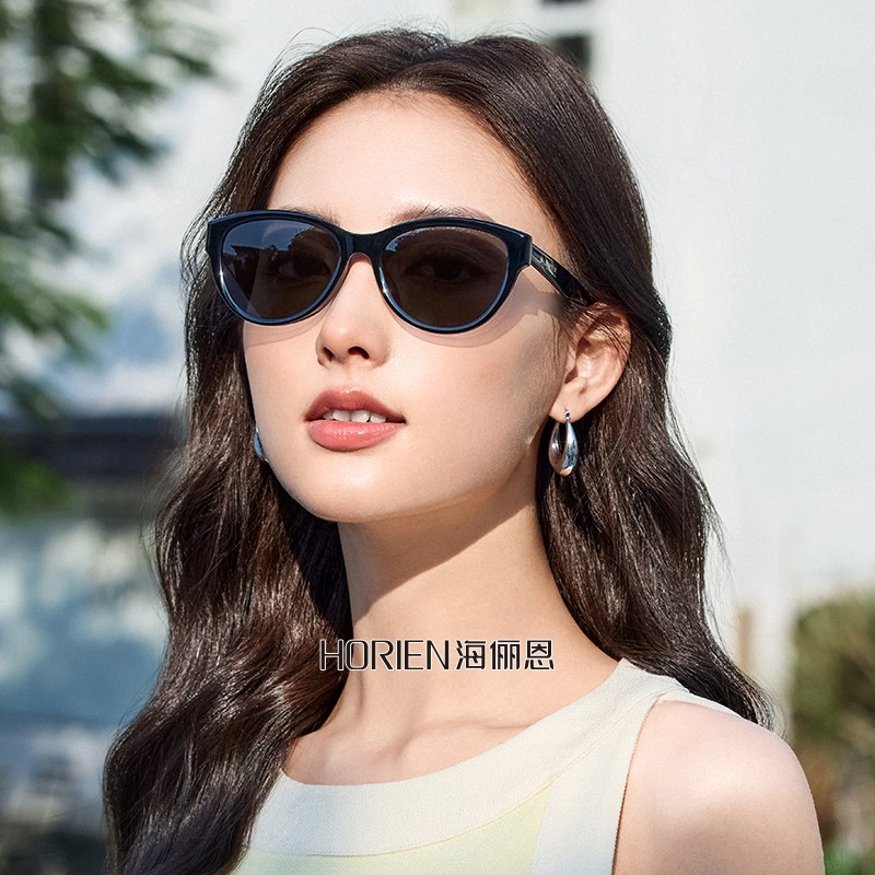 海俪恩复古圆框猫眼墨镜女夏季遮阳显脸小潮黑男士太阳眼镜N8509 - 图0
