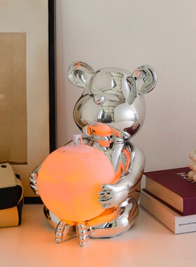 创意暴力熊加湿器书房办公室桌面装饰现代家居客厅卧室装饰灯摆件