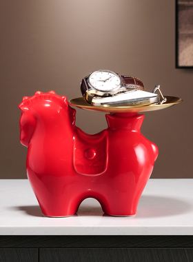 新中式马上有钱收纳托盘客厅摆件