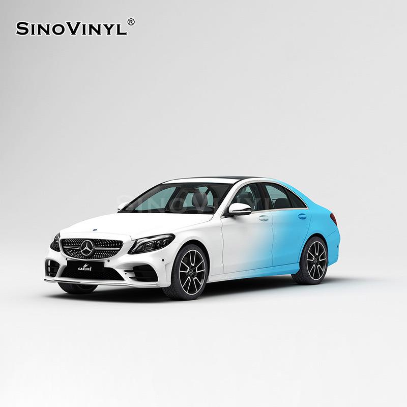 卡莱克渐变涂装系列汽车改色膜白黑渐变彩绘车身贴双拼色全车改色 - 图2