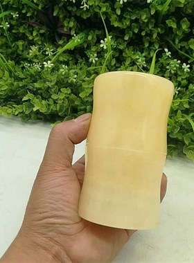 天然玉笔筒竹节米黄玉工艺摆件时尚家居办公室玉石创意商务礼品
