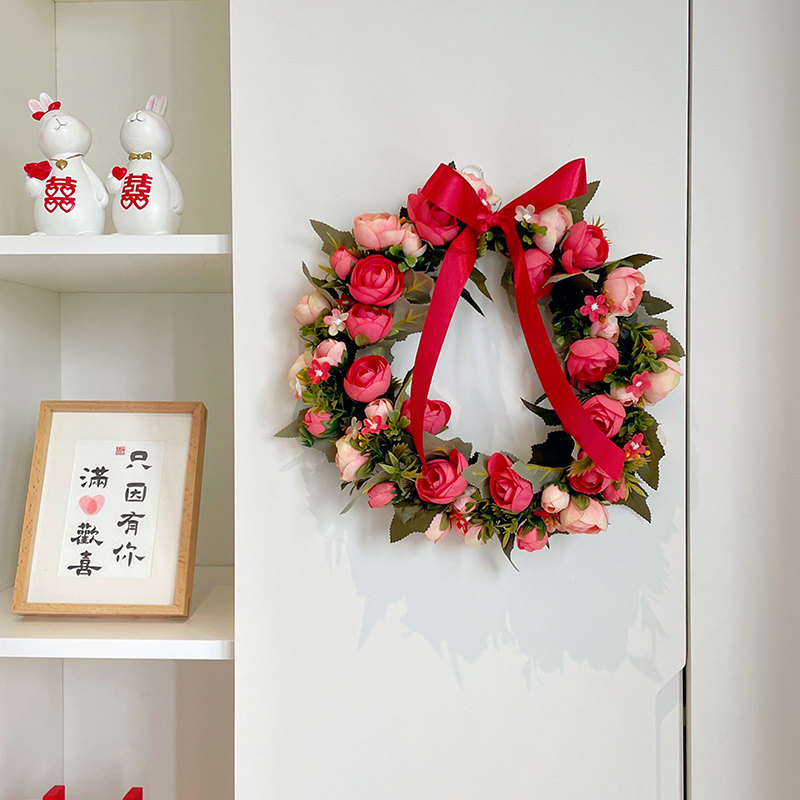 吾家婚品玫瑰仿真花假花花环门饰门挂壁饰婚房装饰结婚用品大全,淘宝优惠券,粉丝福利购,淘宝优惠卷