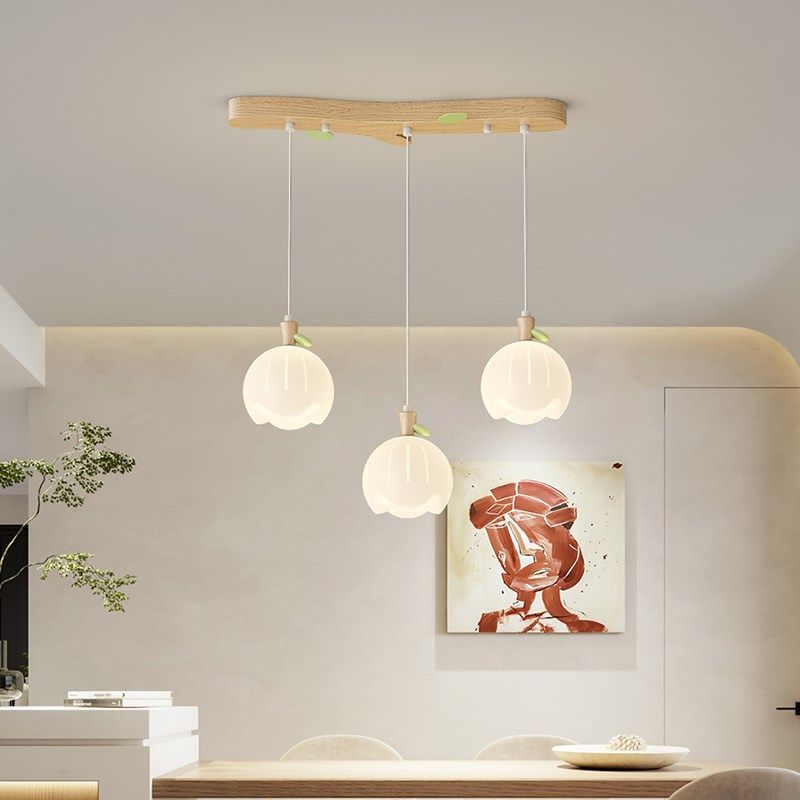 餐厅吊灯原木奶油风创意花朵卧室床头灯温馨全光谱护眼饭厅吧台灯,淘宝优惠券,粉丝福利购,淘宝优惠卷