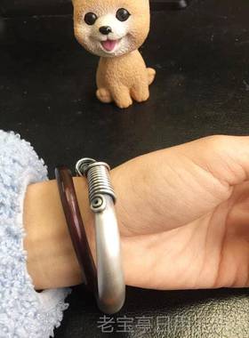 正品定制银匠手纯银民族风覆古足银999纯手镯圆肚光实圈银心绕丝