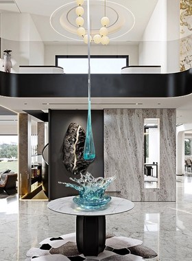 酒店大堂客厅透明树脂水滴天花板吊饰空中艺术雕塑现代创意挂摆件