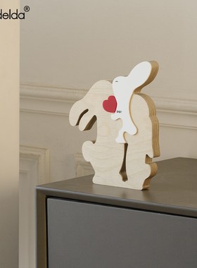 Mandelda客厅桌面摆件温馨呆萌兔装饰入户玄关家居电视柜创意饰品