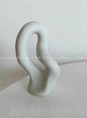 高档风物 咖象艺术摆件花瓶抽 雕塑素坯陶瓷工作室啡馆服装店装陈