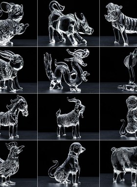 水晶12十二生肖鼠牛虎兔龙蛇马羊猴鸡狗猪客厅工艺品属相装饰摆件