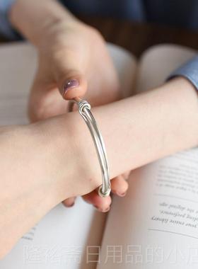 高档999纯送原创文艺手螺旋口圆银镯女友送闺蜜礼物