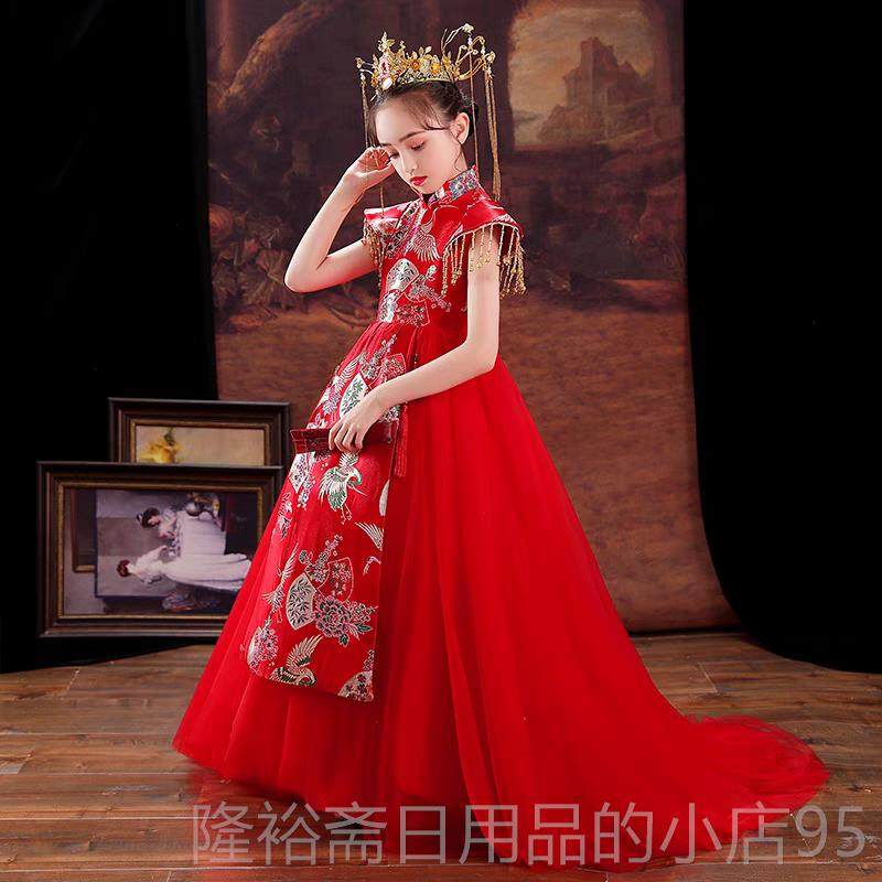 高档女童礼高端洋潮气国旗袍儿童台走t秀演出服服高端拖尾洋气中,淘宝优惠券,粉丝福利购,淘宝优惠卷