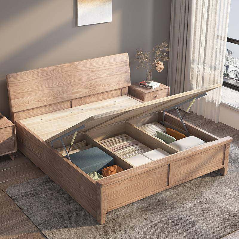 白蜡木全实木床原风厂316直销现代简约简木易工单人床1物米2储箱 - 图1