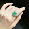 Cuizhijiang A-grade ice-green jadeite 18K gold ring