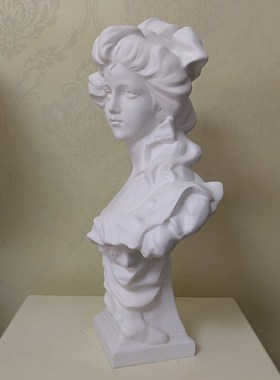 50cm高树脂西洋少女胸像美术雕像欧式酒店玄关客厅书桌面婚礼摆件