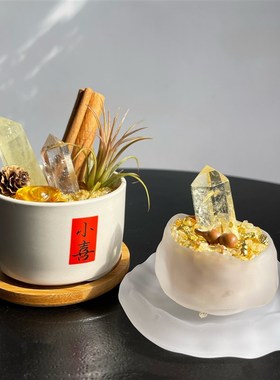 天然水晶柱招财进宝聚宝盆办公室工位桌面福禄装饰品摆件礼盒包装