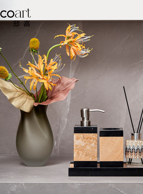 邸高家居高端豪宅样板房洗手间摆件大理石卫浴洗漱套装香薰小组合