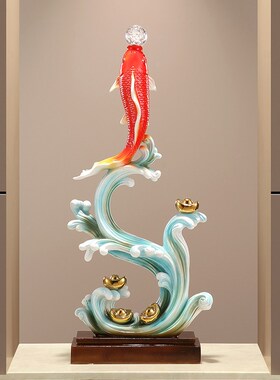 年年有余锦鲤摆件鱼入户玄关客厅电视酒柜壁龛竖高大号乔迁装饰品
