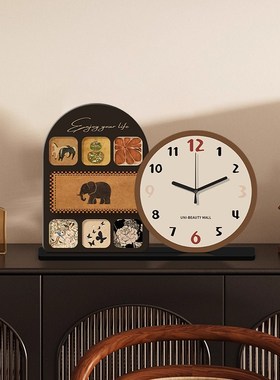 古典艺术桌面时钟摆台式座钟玄关客厅创意高级感装饰品台钟小摆件