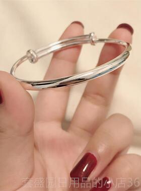 高档纯银9999孔径银手炼为妇女礼银实心推挽手纯炼简，清单新优雅