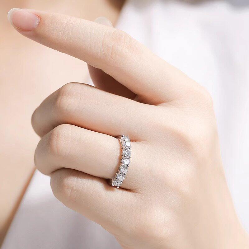IGI cultivated diamond platinum Pt950 seven seven princess row diamond proposal engagement ring ring stacked single wear