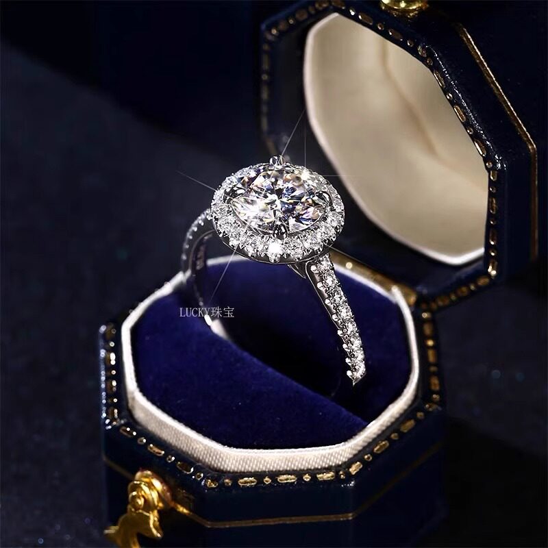 IGI laboratory-grown diamond ring four-prong diamond round bag Pt950 platinum diamond women's diamond ring gift