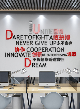 团队激励志标语贴纸办公室墙面装饰品电商公司企业文化墙背景布置