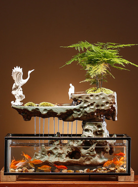 创意招财流水摆件喷泉鱼缸假山循环水办公室景观生财乔迁开业礼品