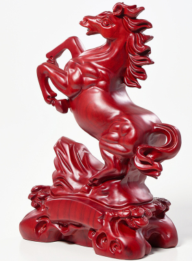 红花梨木雕马到成功摆件实木十二生肖马家居工艺装饰摆设开业礼品