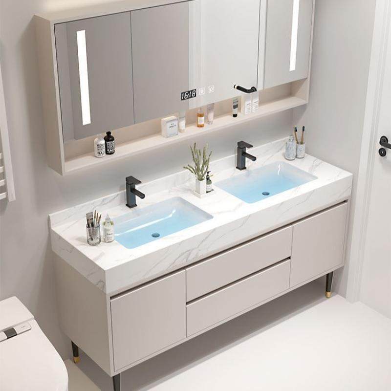 奶油风盆浴室柜落组合134柜款岩板一体无缝盆地卫生间洗手洗漱双,淘宝优惠券,粉丝福利购,淘宝优惠卷