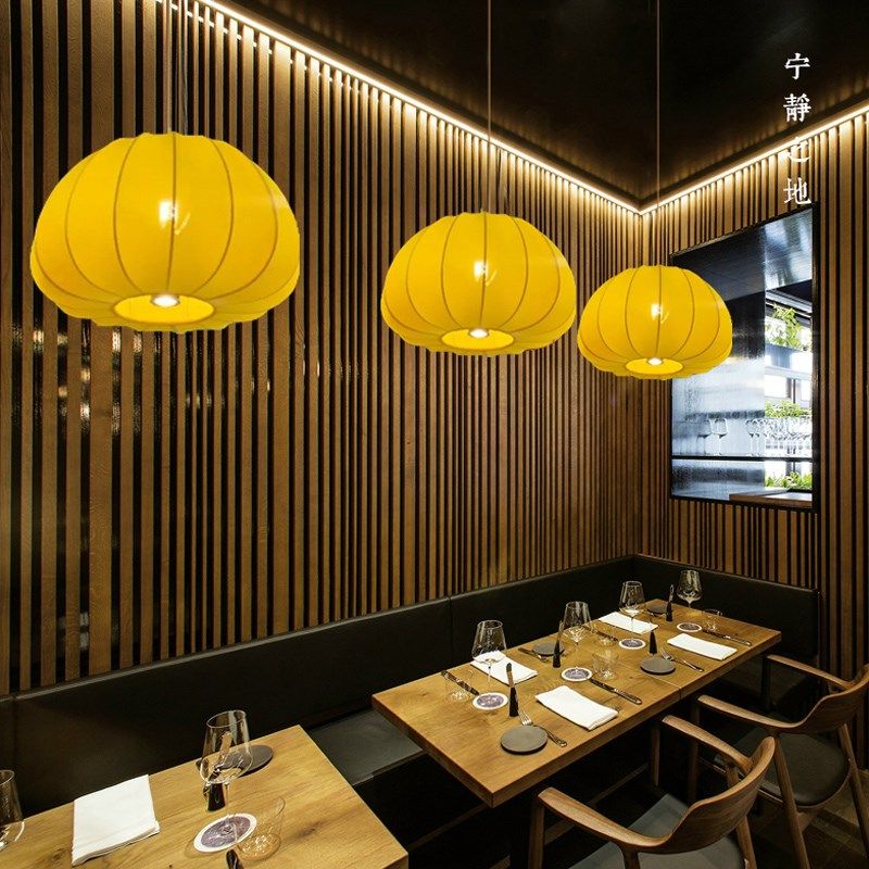 定制中式灯笼餐饮专用灯店铺商用川菜馆过道布艺南瓜型灯带射灯 - 图0
