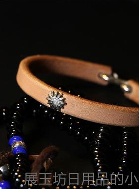 正品一休高2桥郎进口日本枥木革植鞣革95纯银钩鞍皮手环手吾镯