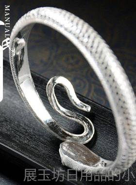 正品寸银坊云大理手工制作手覆立古做旧体浮雕灵蛇南镯.匠心