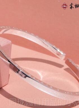 正品品999足银手镯女纯银实心手环简镯约字母银9子网红同款手正银