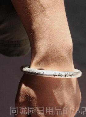 正品手工古侣法99子足9银手镯女纯银实心情首饰品闭口复古传承银