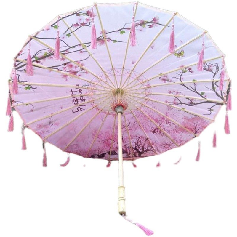 古风花瓣流苏伞绸布伞拍照汉服伞道具舞蹈伞古典油纸伞走秀演出伞,淘宝优惠券,粉丝福利购,淘宝优惠卷