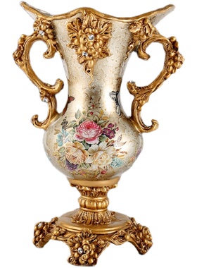 创意复古奢华全套欧式树脂花瓶摆件装饰工艺品客厅餐厅插花仿真花