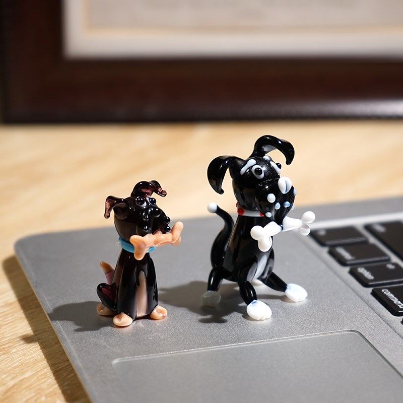 大师工艺手工玻璃狗狗小摆件琉璃创意柜台桌面装饰纯手作工艺品 - 图2