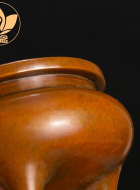 庆松堂苏工铜炉名家胡庆松制圆脚鬲式熏炉紫铜复古炉收藏把玩熏香