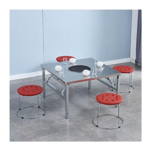 摆摊烙锅自助烧烤桌商用家用折叠式不锈钢摆地摊烤肉桌一体火锅桌 - 图3