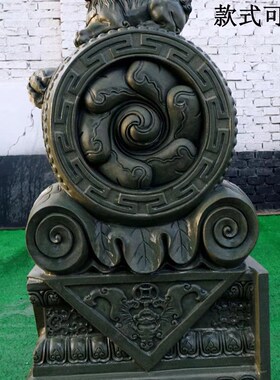 仿古石雕门墩精雕抱鼓石墩一对青石石鼓貔貅狮子麒麟庭院摆件大象