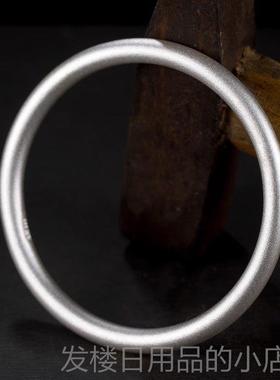 正品九乐999足银手镯口镯男款手覆古传承个性磨砂环古法传承纯银