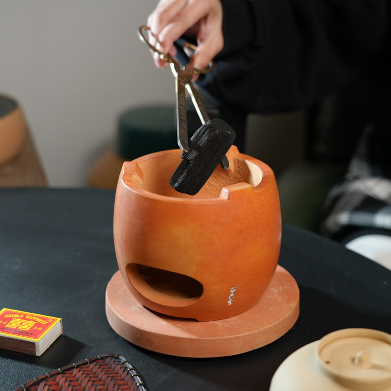 Chaozhou red clay handmade charcoal stove for tea cooking