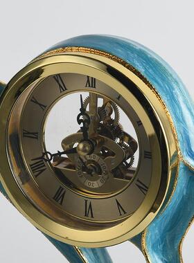 中式新麋鹿座钟美边式意摆件客厅酒柜电视柜两创玄关壁龛柜RD7139